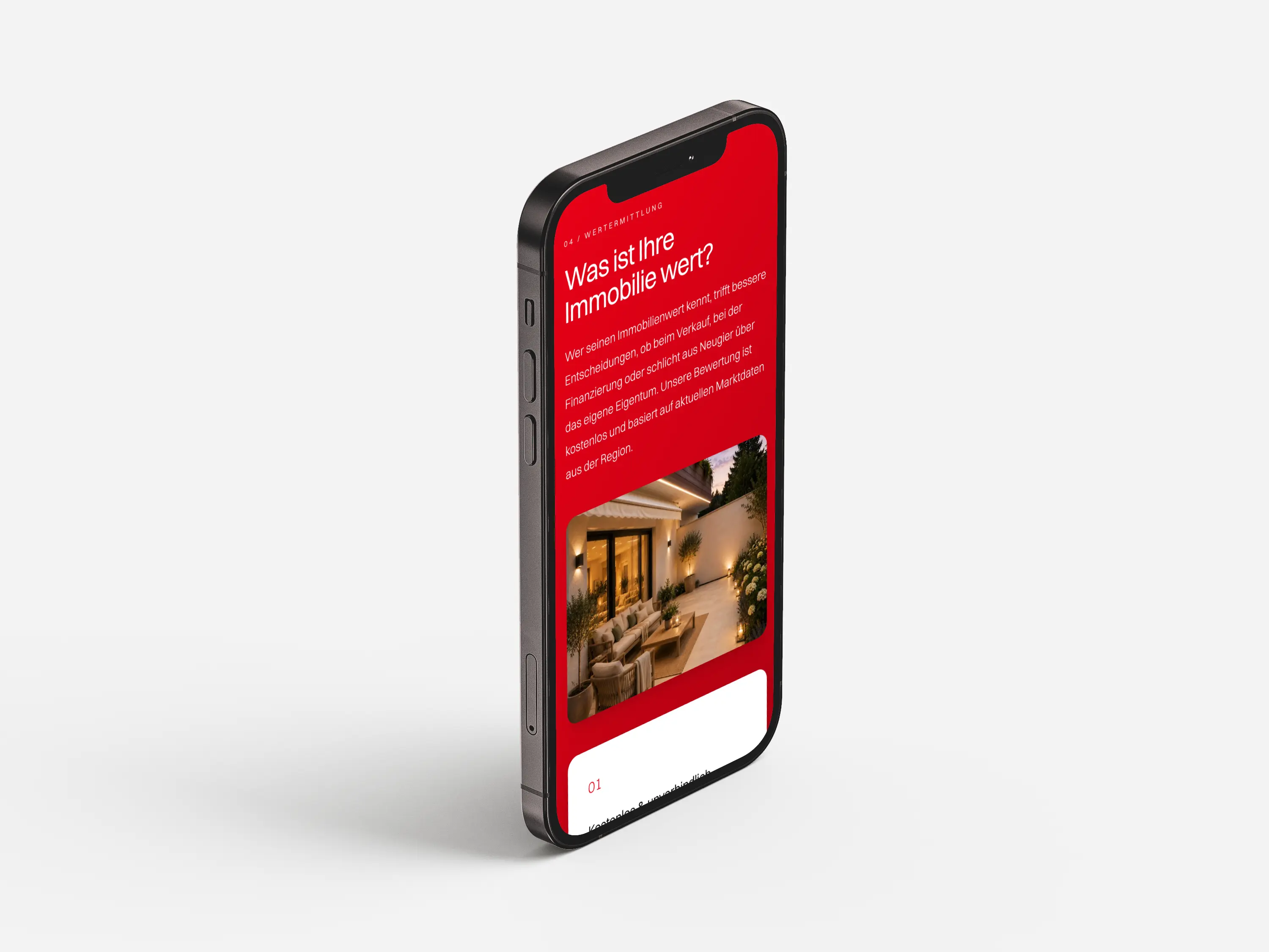 Wertermittlung von Limpert Immobilien in der mobilen Ansicht auf einem Smartphone
