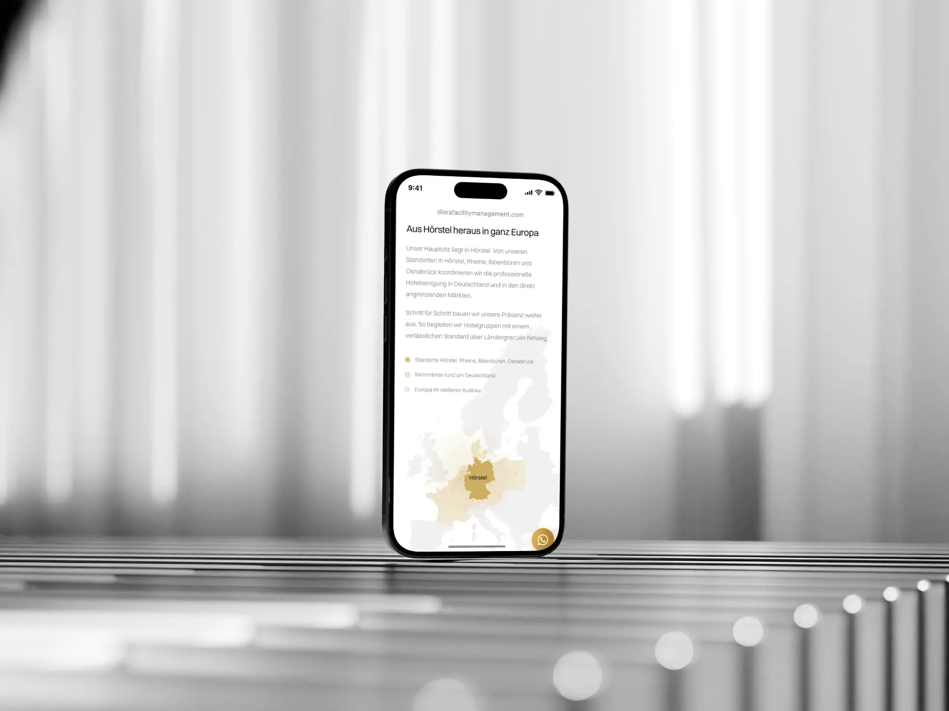 Umfangreiche Dienstleister-Website von Diora Facility Management